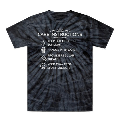 Care Instructions | White Print Tonal Spider Tie-Dye T-Shirt - DevilGothic DevilGothic
