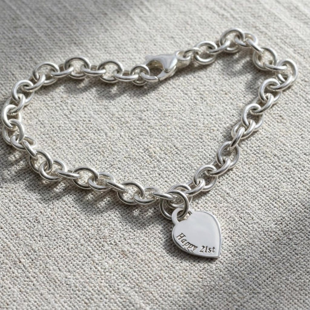 Tiny Heart Tag Personalised Silver Charm Bracelet