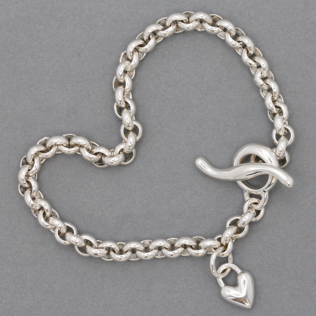 Heart Belcher Chain Charm Bracelet