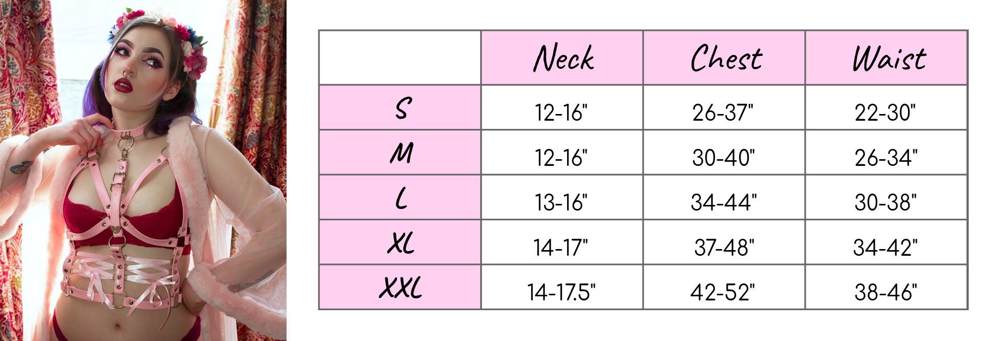 Pink Vegan Leather Corset Harness Bra