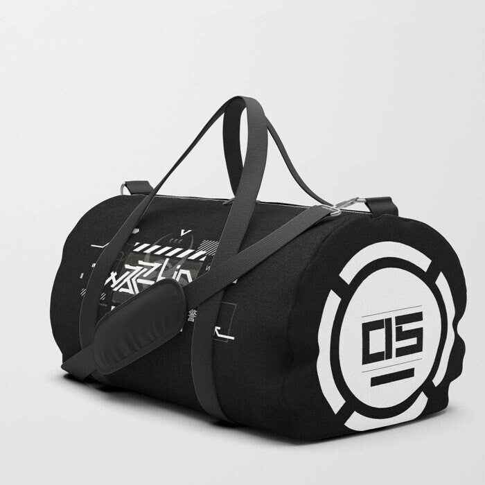 Black Warning Duffle Bag