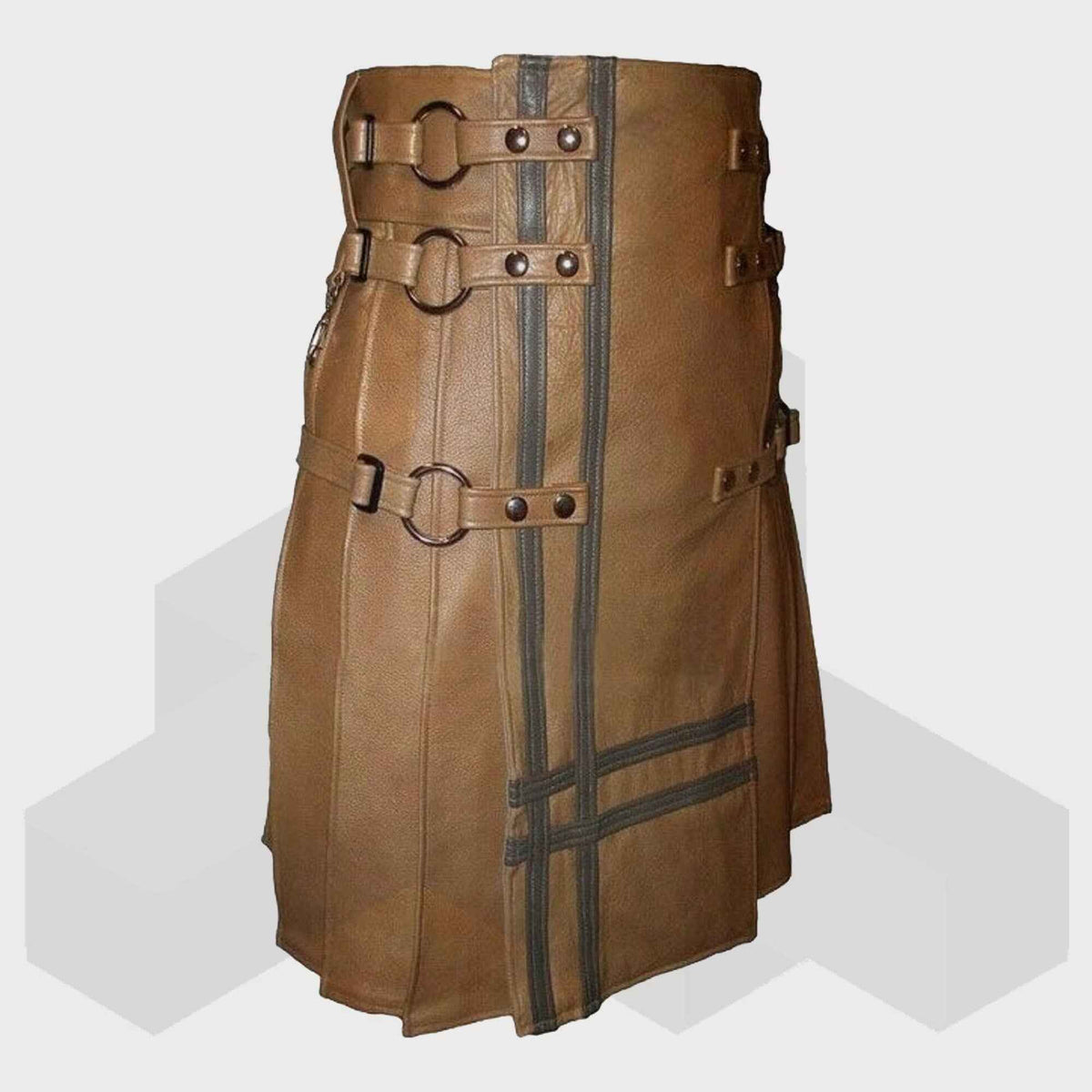 Brown Leather Kilt for Men – Removable Apron Utility Kilt | Scottish Fashion Kilts