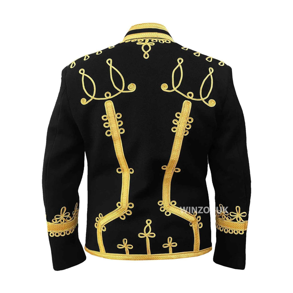 Men’s Custom Napoleonic Hussar Military Wedding Jacket – Gold-Braided Wool Tunic