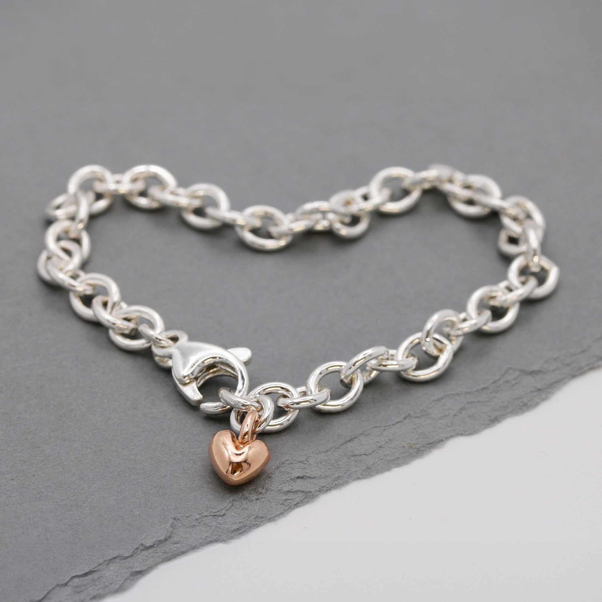 Mini Lifetime Rose Gold Heart Charm Bracelet