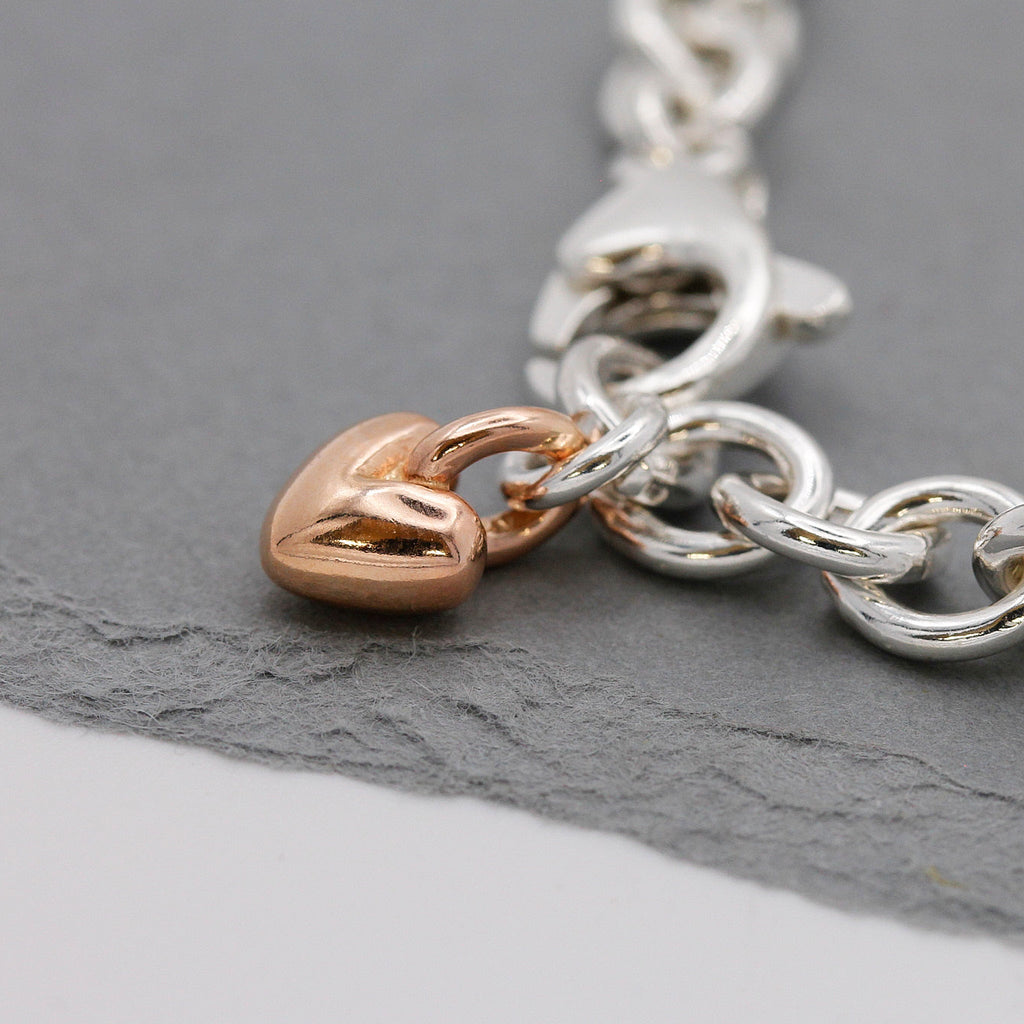 Mini Lifetime Rose Gold Heart Charm Bracelet