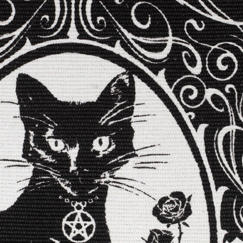 Black Cat Occult Rug Woven Cotton Gothic Home Decor – Alchemy Gothic Paracelsus RUG7