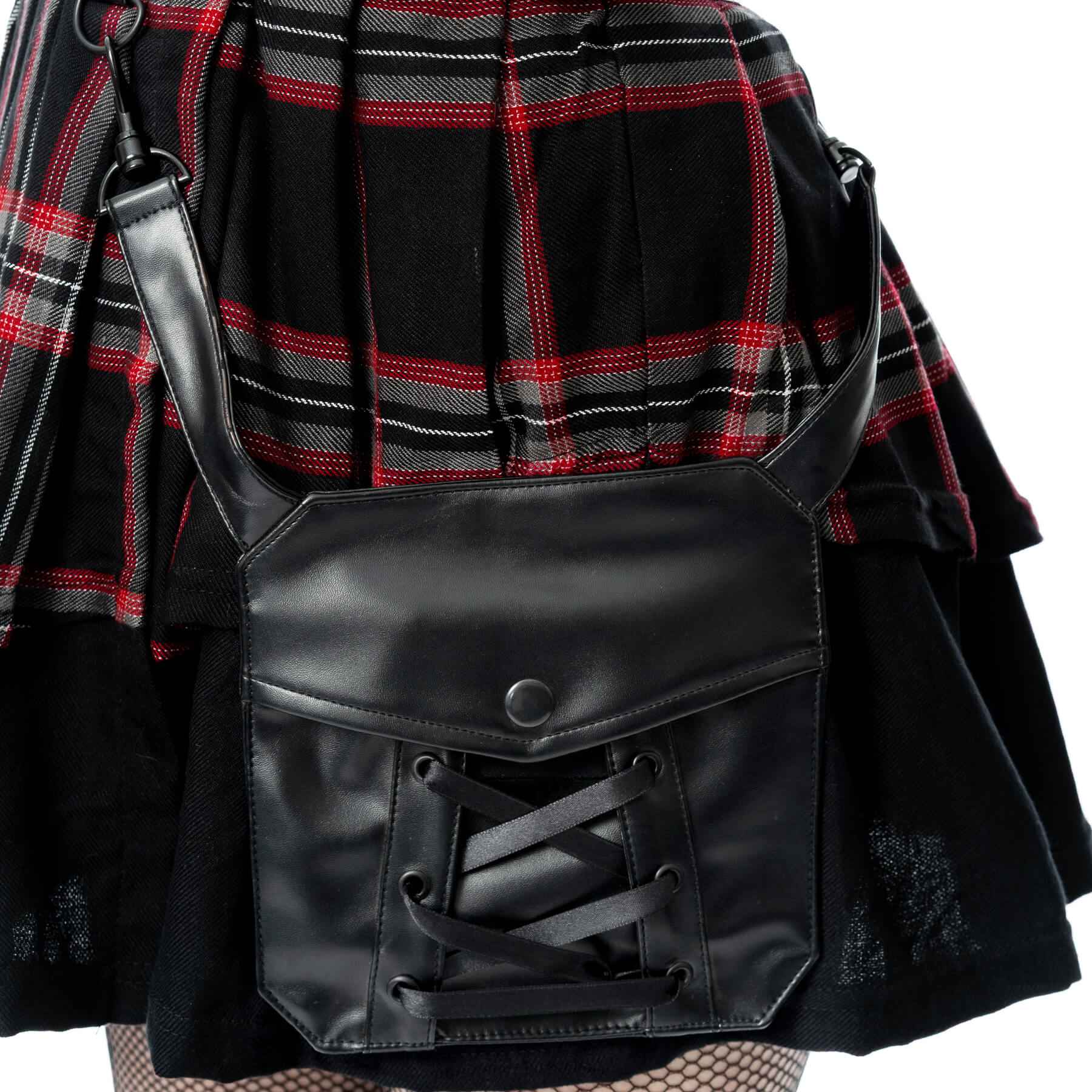 Poizen Industries Phantom Highlander Skirt Black Tartan