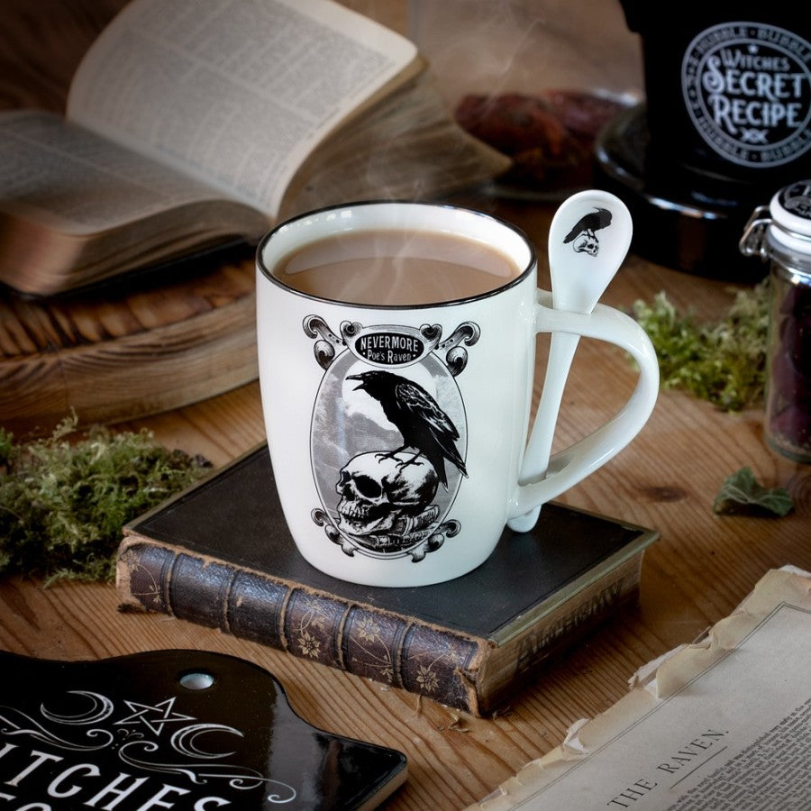 Alchemy Gothic Poe’s Raven Mug & Spoon Set - DevilGothic DevilGothic