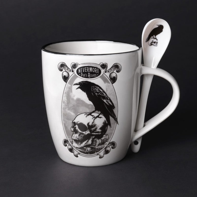 Alchemy Gothic Poe’s Raven Mug & Spoon Set - DevilGothic DevilGothic