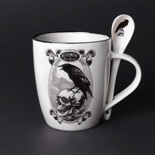 Alchemy Gothic Poe’s Raven Mug & Spoon Set - DevilGothic DevilGothic