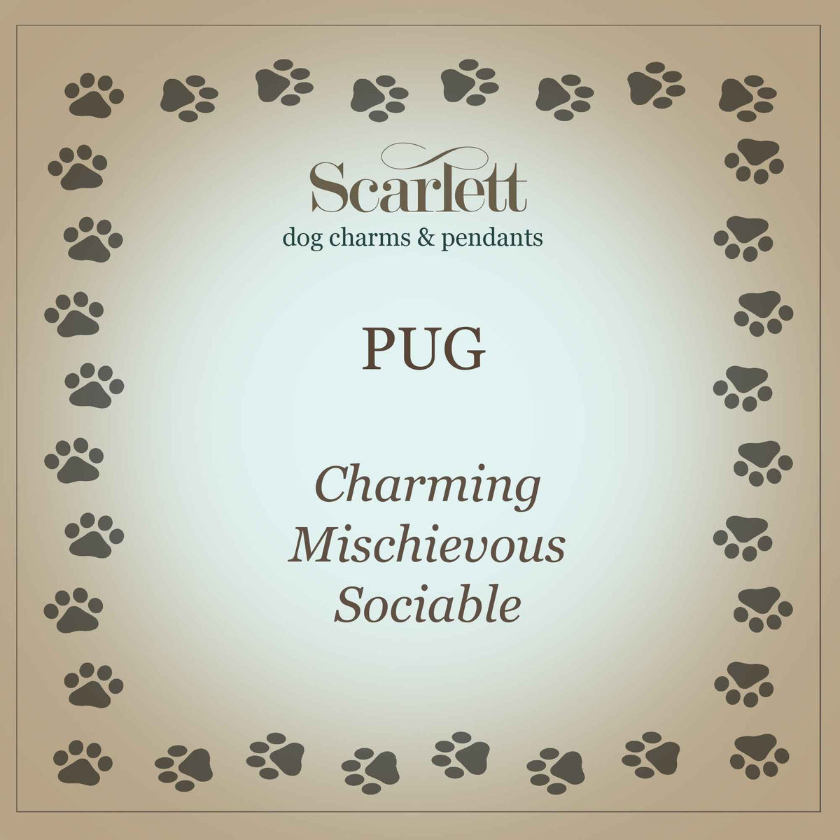 Pug Silver Dog Charm Bracelet