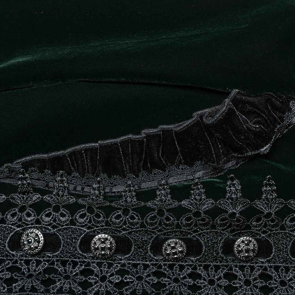 Punk Rave Aviara Dark Green Velvet Coat