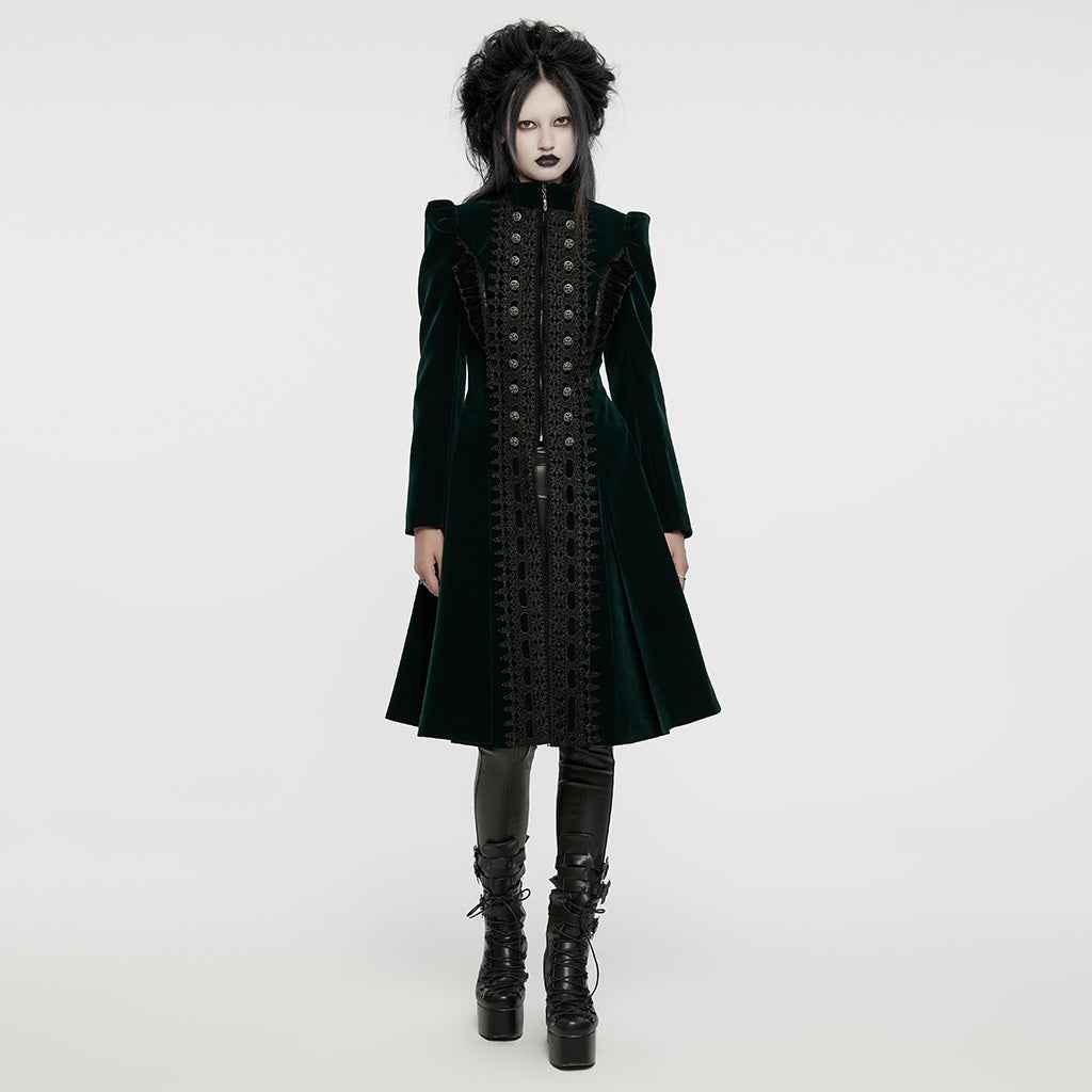 Punk Rave Aviara Dark Green Velvet Coat