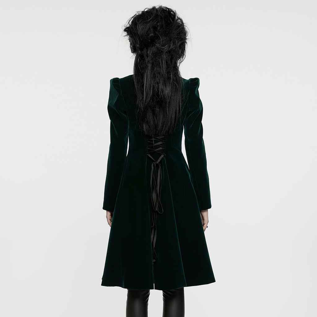 Punk Rave Aviara Dark Green Velvet Coat
