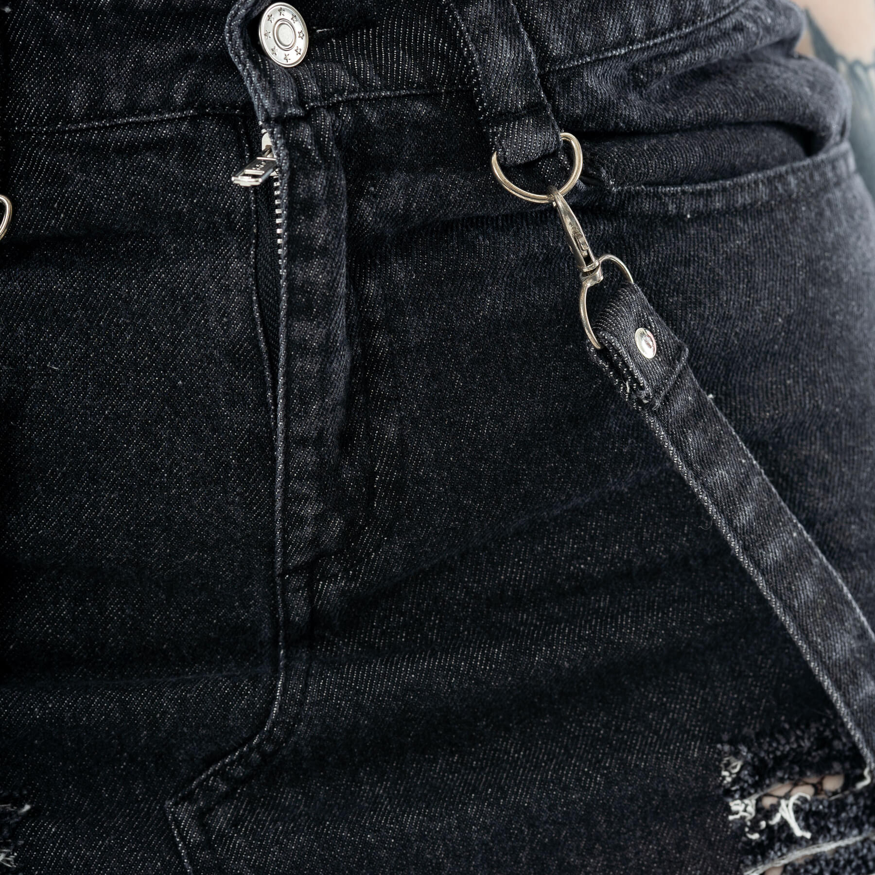 Vixxsin Runa Distressed Denim Maxi Skirt - Black Stonewash - DevilGothic DevilGothic