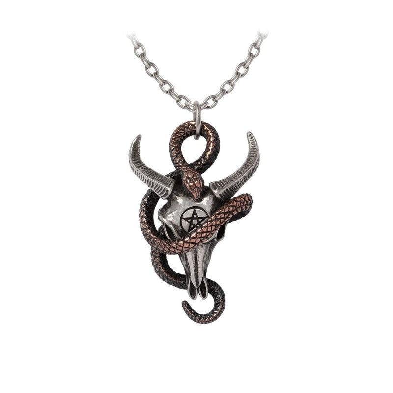 Alchemy Gothic Servant of Baphomet Ram Skull & Serpent Pendant - DevilGothic DevilGothic
