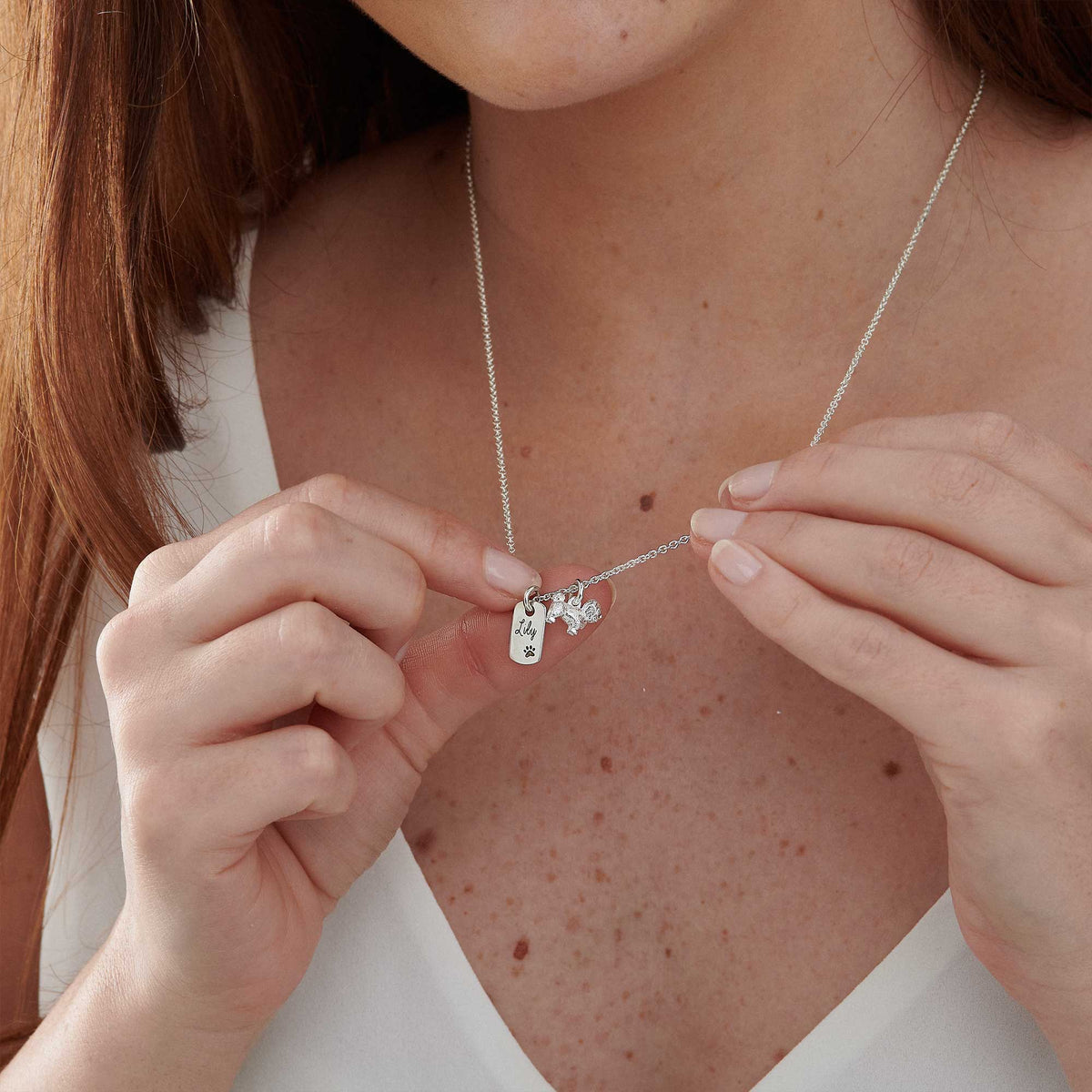 Shih Tzu Personalised Silver Dog Tag Necklace