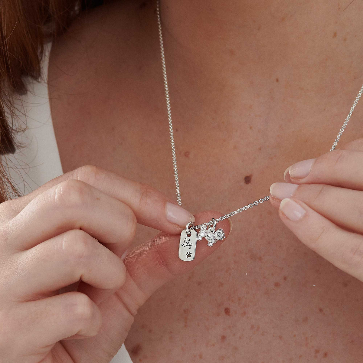 Shih Tzu Personalised Silver Dog Tag Necklace