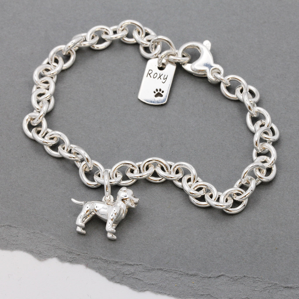 Staffordshire Bull Terrier Silver Dog Charm Bracelet