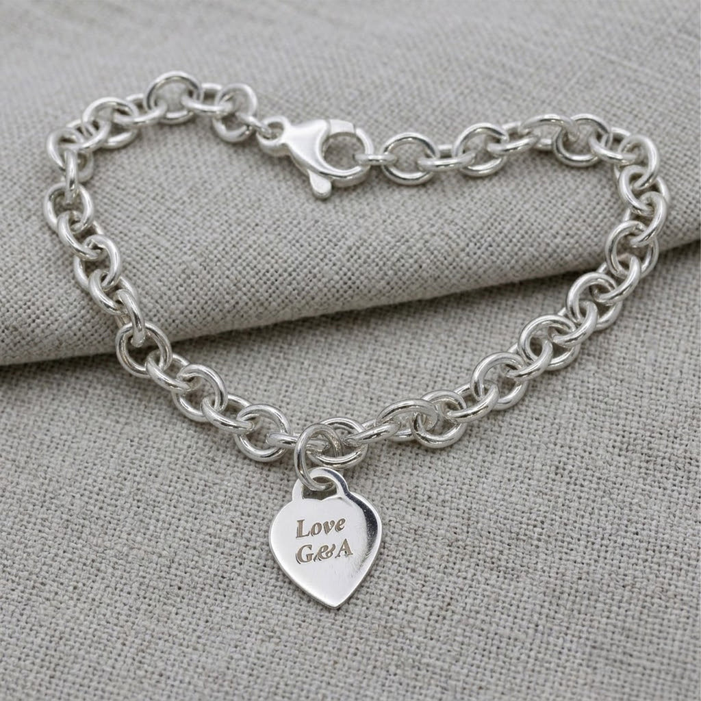 Tiny Heart Tag Personalised Silver Charm Bracelet