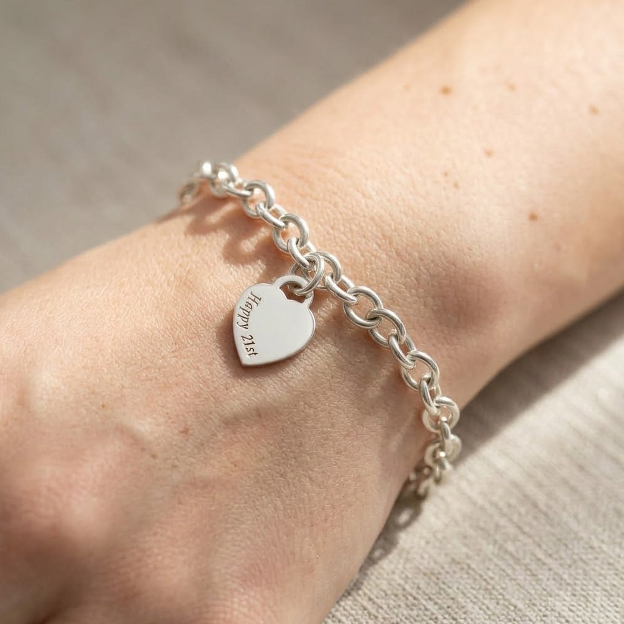 Tiny Heart Tag Personalised Silver Charm Bracelet