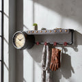 Wall Clock Shelf & Coat Rack | Vintage Multi-Functional Entryway Art