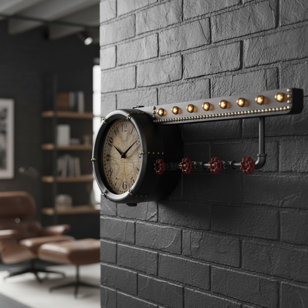 Wall Clock Shelf & Coat Rack | Vintage Multi-Functional Entryway Art
