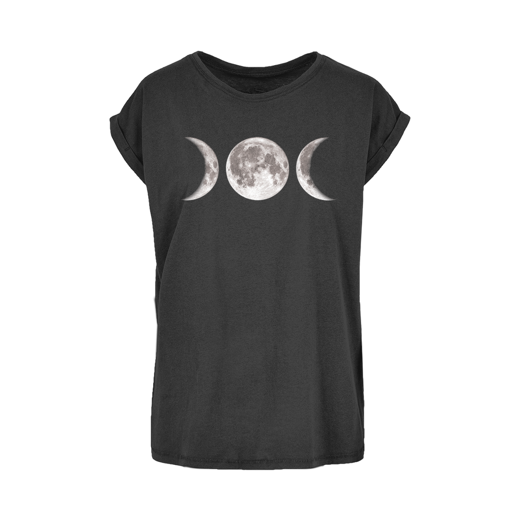 Triple Goddess Women’s Extended Shoulder T‑Shirt XS–5XL | 100% Cotton Moon Phase Tee - DevilGothic DevilGothic