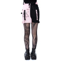 Gothic Mini Skirt Black Pink Strap Detail Chemical Black - DevilGothic DevilGothic