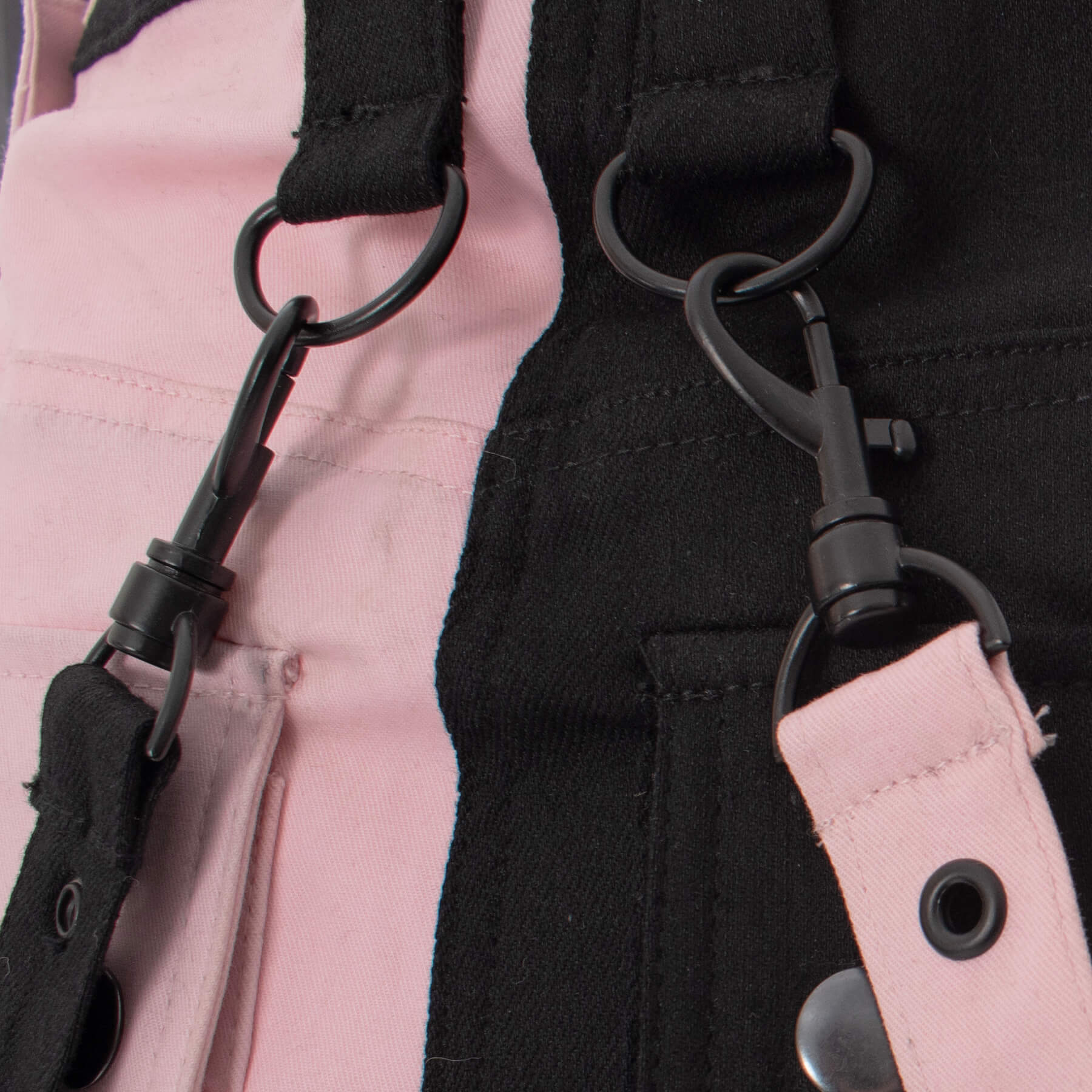 Gothic Mini Skirt Black Pink Strap Detail Chemical Black - DevilGothic DevilGothic