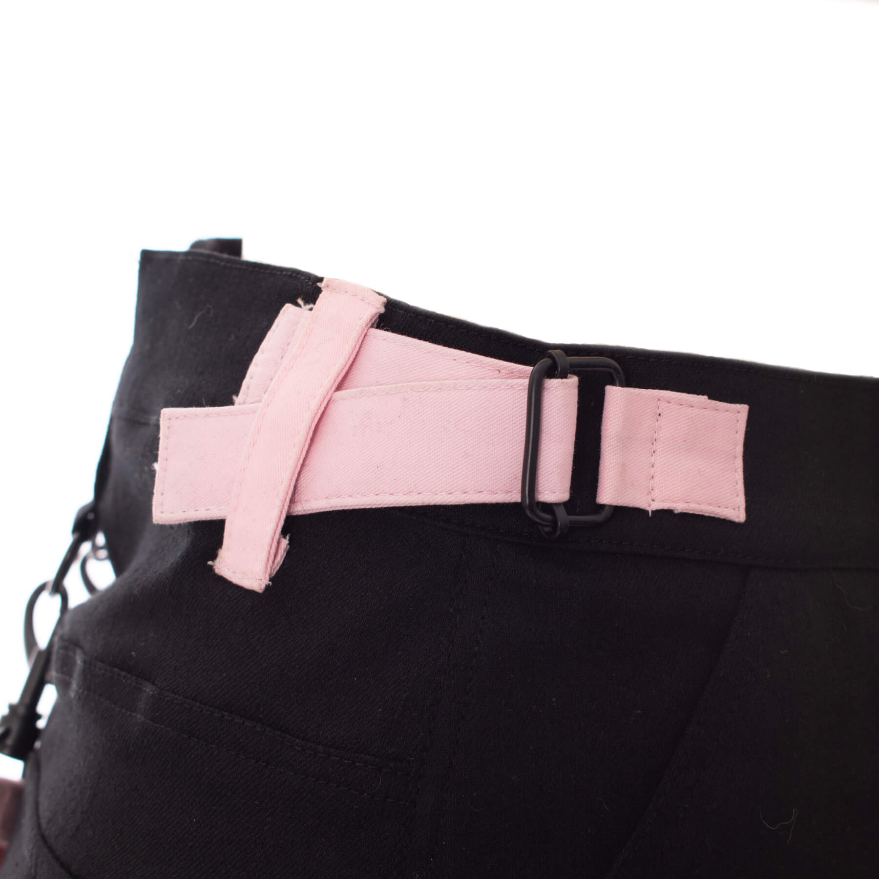 Gothic Mini Skirt Black Pink Strap Detail Chemical Black - DevilGothic DevilGothic