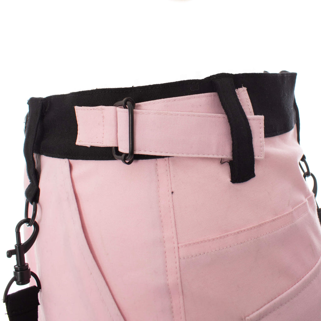 Gothic Mini Skirt Black Pink Strap Detail Chemical Black - DevilGothic DevilGothic