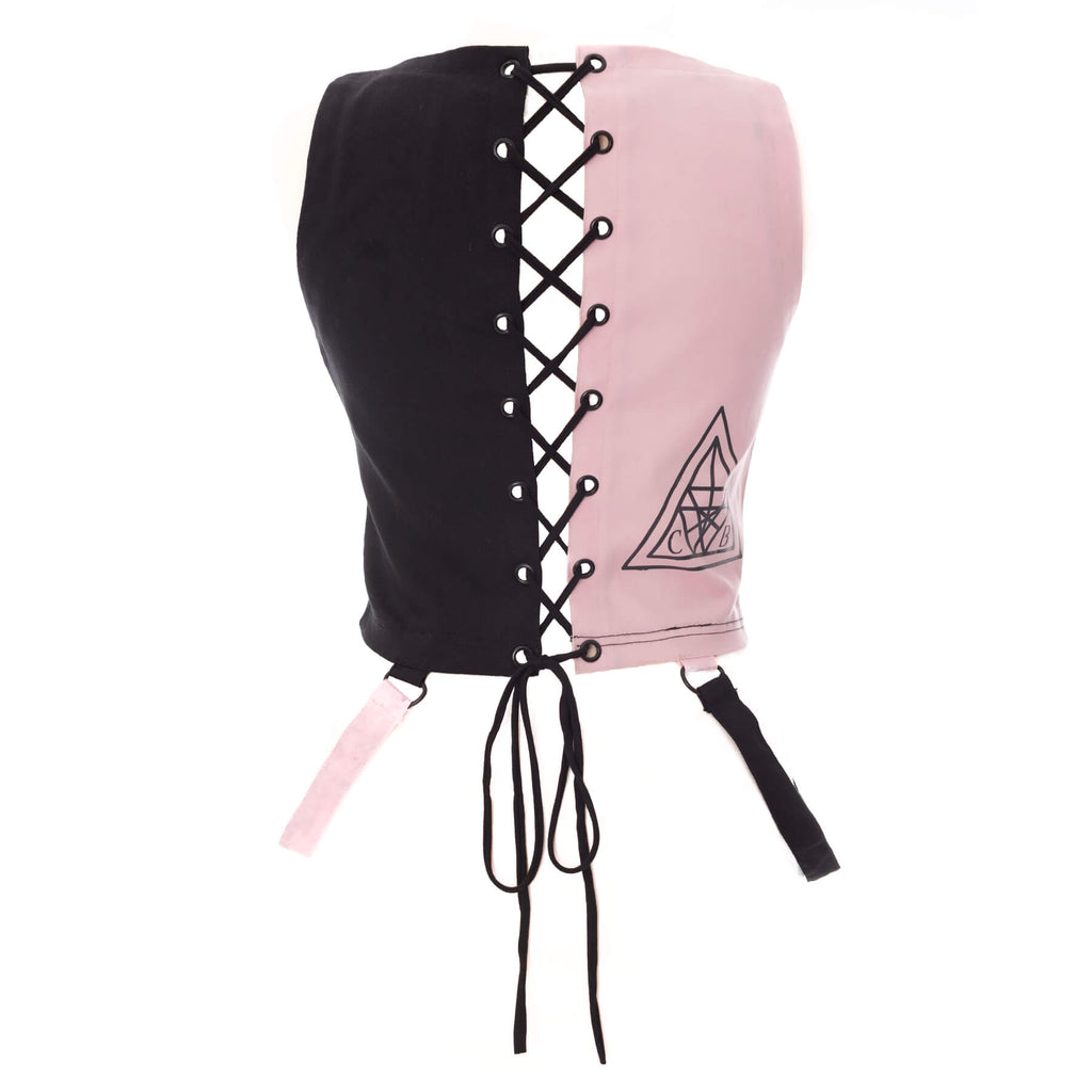 Chemical Black Veil and Void Top – Ladies Black/Pink Harness Crop Top - DevilGothic DevilGothic