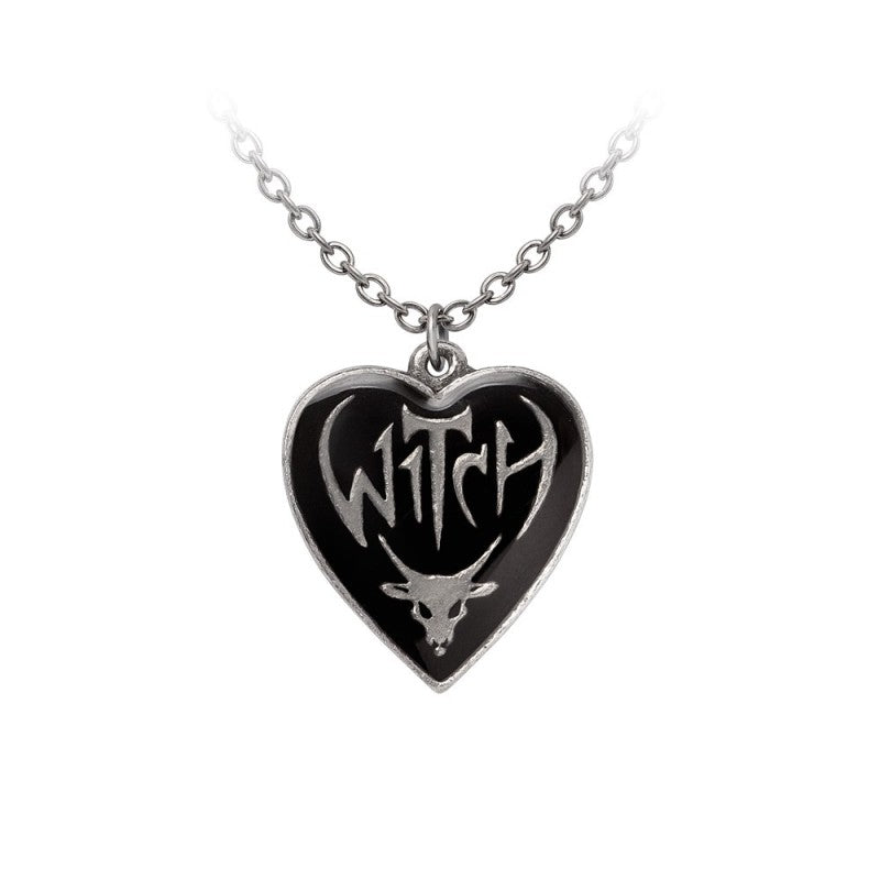 Alchemy Gothic Witch Heart Reversible Pendant Necklace - DevilGothic DevilGothic