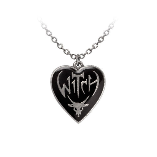 Alchemy Gothic Witch Heart Reversible Pendant Necklace - DevilGothic DevilGothic